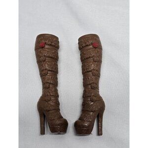 Ever After High Doll Rosabella Beauty signature boots brown shoes fur roses
